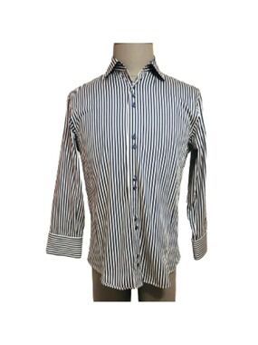 International Laundry Blue White Stripe Button Front Shirt Medium